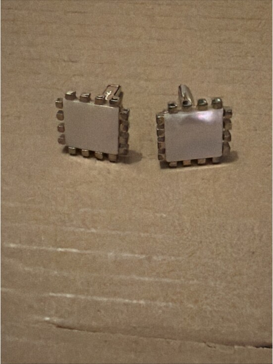 Swank Other - Vintage Swank Mother Of Pearl Brutalist Style Gold Tone Cuff Links